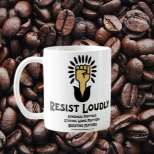 Caneca De Café Resistir à Mug Clássica Louca   Ativista Anti-Fasc