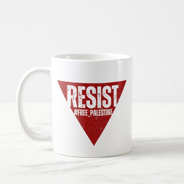 Caneca De Café Resistir a palavra com resistência ao triângulo ve (Esquerda)
