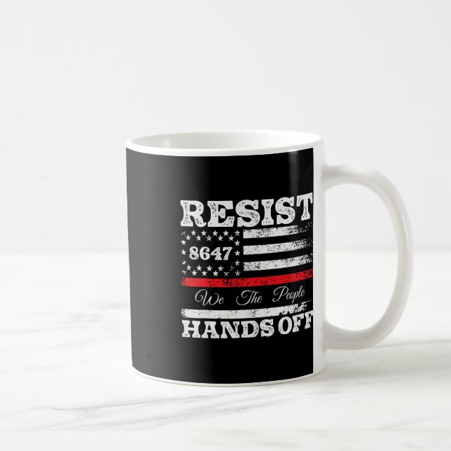 Caneca De Café Resistir Às Mãos Do Bandeira Americano 86 47 (Direita)