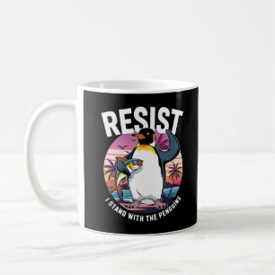 Caneca De Café Resistir Eu Fico Com Pinguins Retro Engraçado Ping
