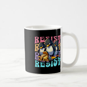 Caneca De Café Resistir Protesto Pinguins Retro Contra Tarifas Ho