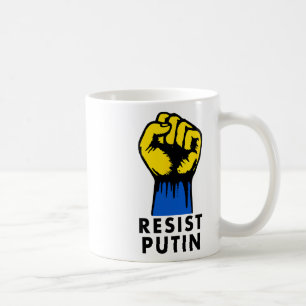 Caneca De Café Resistir Putin Protesto Punho Erguido