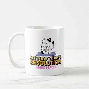 Caneca De Café Resolução de Ano Novo do Cat-Mais Paz