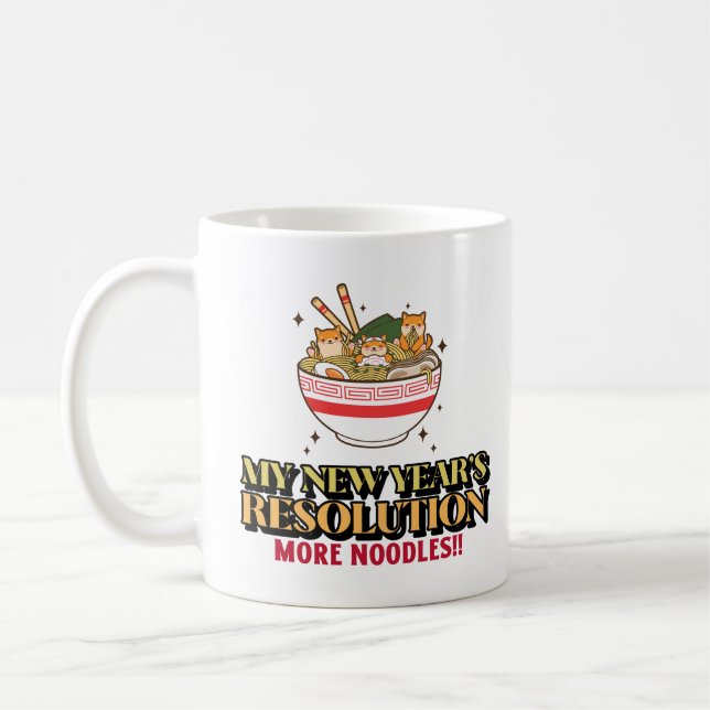 Caneca De Café Resolução de Ano Novo - Mais Noodles (Esquerda)