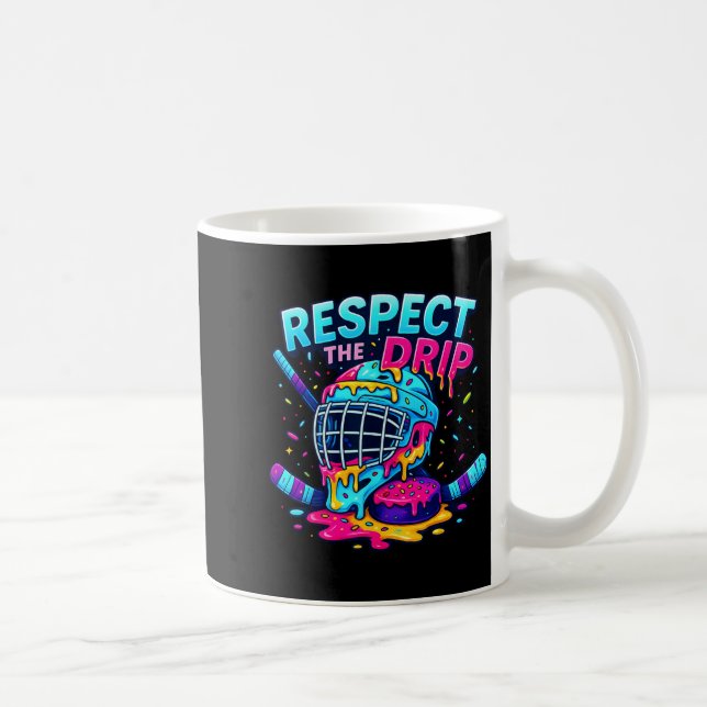 Caneca De Café Respect The Drip Ice Hockey Stick &amp; Puck Dripn (Direita)