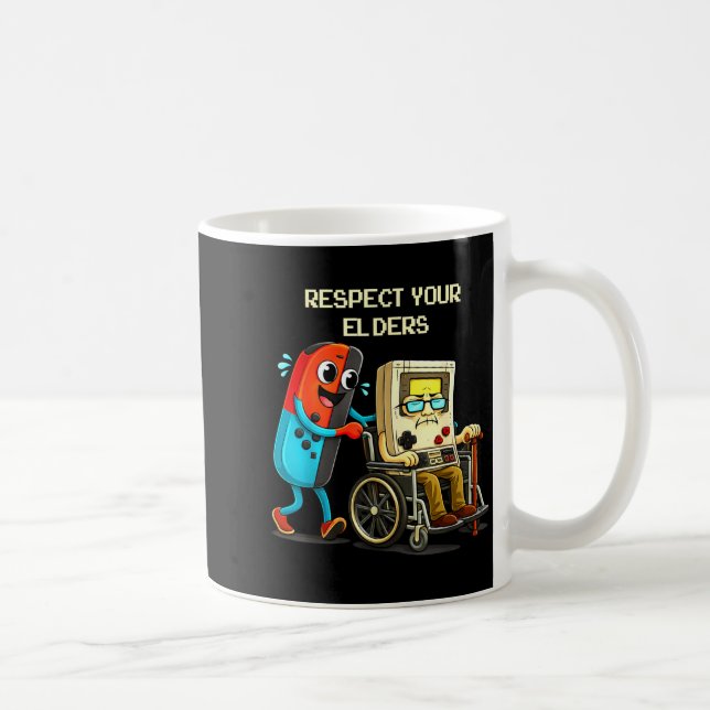 Caneca De Café Respect Your Elders Funny Retro Gaming  (Direita)