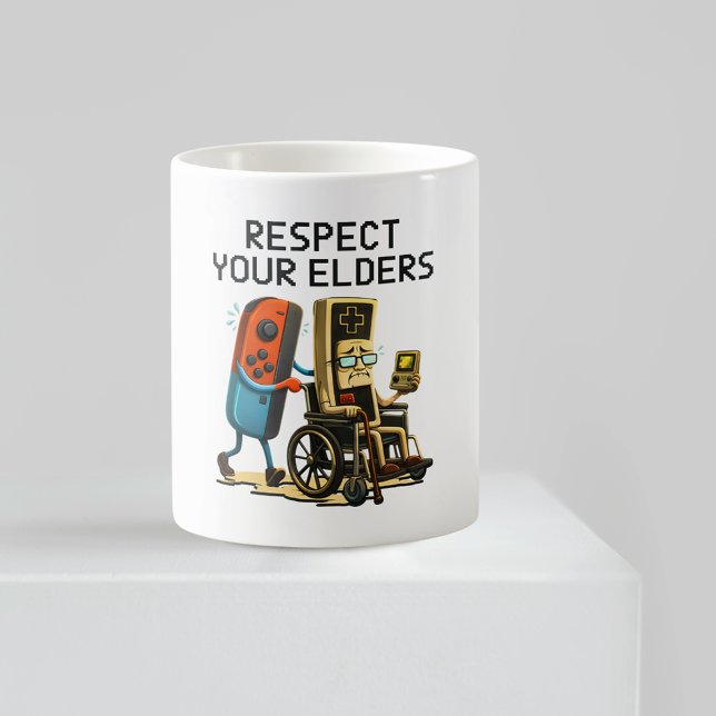 Caneca De Café Respect Your Elders Gaming Control Retro Funny (Criador carregado)