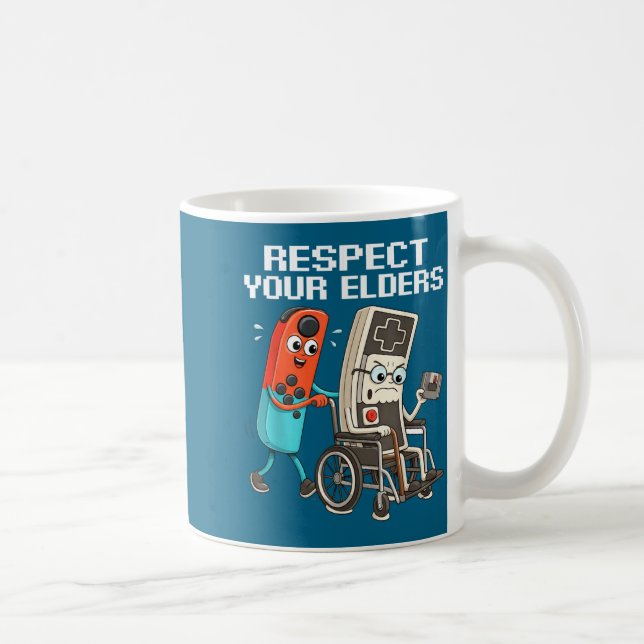Caneca De Café Respect Your Elders Retro Gaming Funny Controller  (Direita)