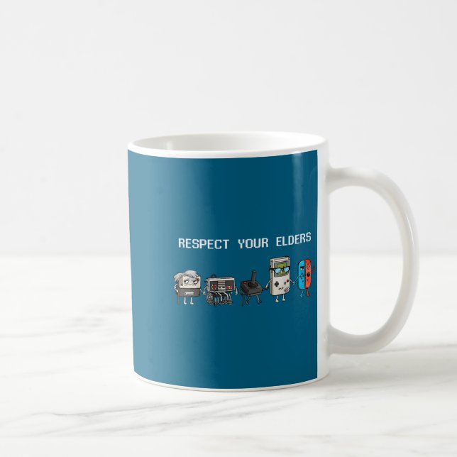 Caneca De Café Respect Your Elders Retro Gaming Funny Gamer Contr (Direita)