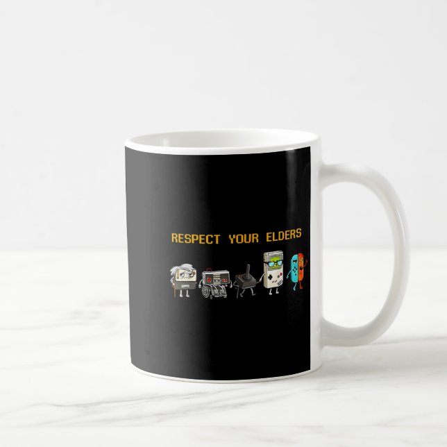 Caneca De Café Respect Your Elders Retro Gaming Funny Gamer Contr (Direita)
