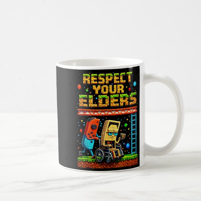 Caneca De Café Respect Your Elders Retro Gaming Xel Gamer Control (Direita)