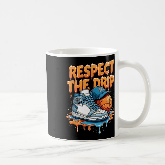 Caneca De Café Respeite O Drip Sneaker Swag Sketll Estilo De Rua (Direita)