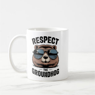 Caneca De Café Respeite o Groundhog Dia do Groundhog Divertido