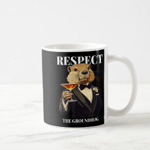 Caneca De Café Respeite O Groundhog Engraçado Ground Hog Em Smoki