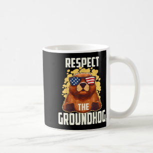 Caneca De Café Respeite O Groundhog Usa Bandeira Vintage Feliz Gr