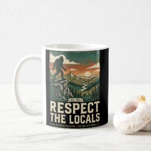 Caneca De Café Respeite o local - Bigfoot Sasquatch Vintage