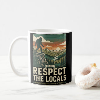 Caneca De Café Respeite o local - Bigfoot Sasquatch Vintage