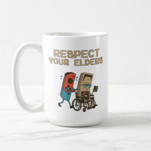 Caneca De Café Respeite Seus Anciãos Jogos Retrô Engraçado Contrô