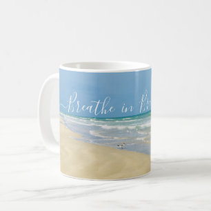 Caneca De Café Respire em Breathe Out Beauful Beach Yoga