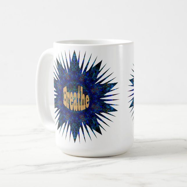 Caneca De Café Respire, No Blue Boho Star, (Frente Esquerda)
