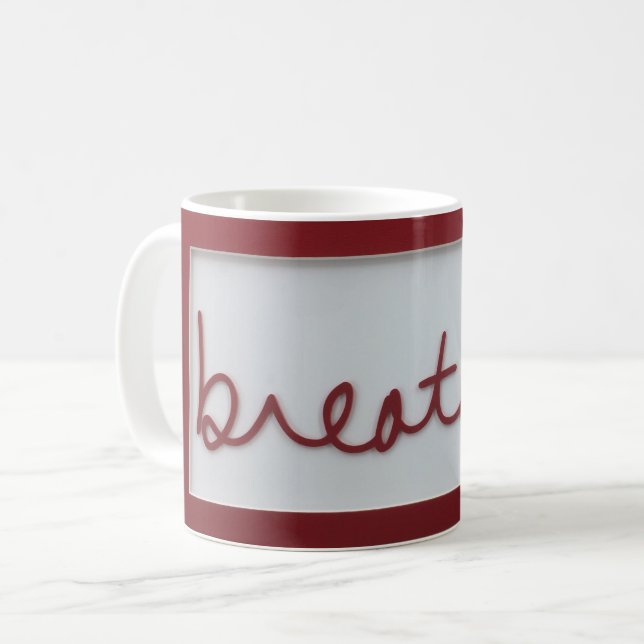 Caneca De Café Respire os gráficos vermelho e branco (Frente Esquerda)