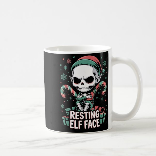 Caneca De Café Resting Elf Face Funny Christmas Cute Creepy Women (Direita)
