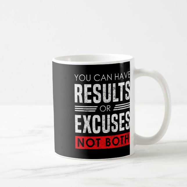 Caneca De Café Results Or Excuses - Motivational Bodybuilding Quo (Direita)