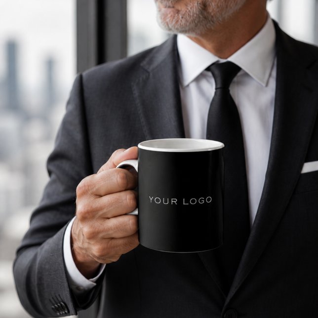 Caneca de café retangular com logotipo de negócios (Criador carregado)