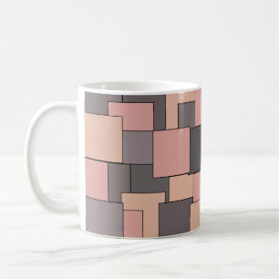 Caneca De Café retângulos cor-de-rosa e cinzas