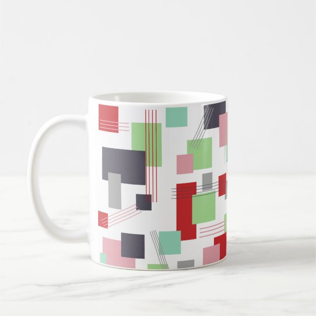 Caneca De Café Retângulos e linhas abstrato (Esquerda)