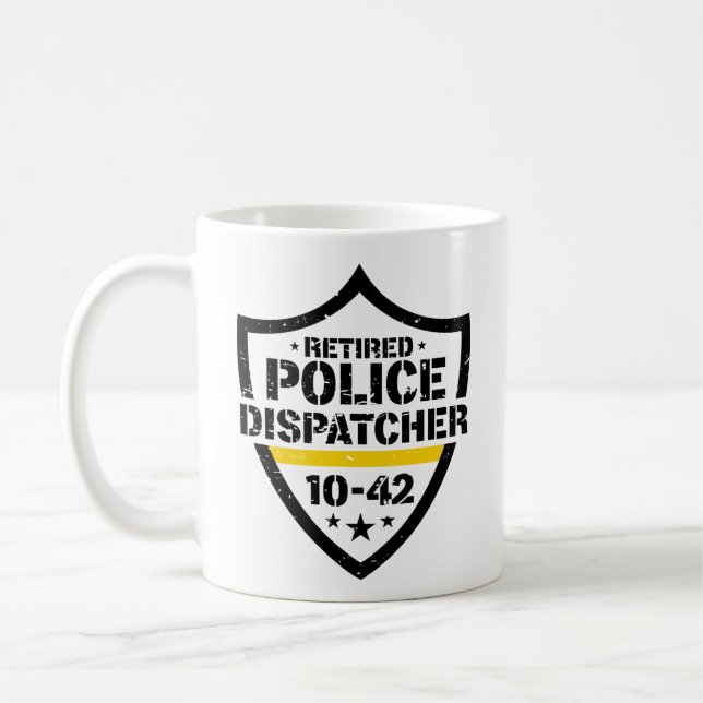 Caneca De Café Retired Police Emergency Dispatcher 10-42 (Esquerda)