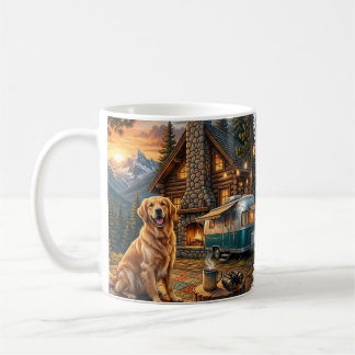 Caneca De Café Retiro na Montanha do Golden Retriever