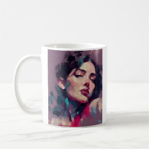 Caneca De Café Retrato Abstrato de Luz Neon