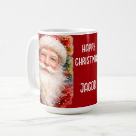 Caneca De Café Retrato Alegre do Papai Noel de Natal