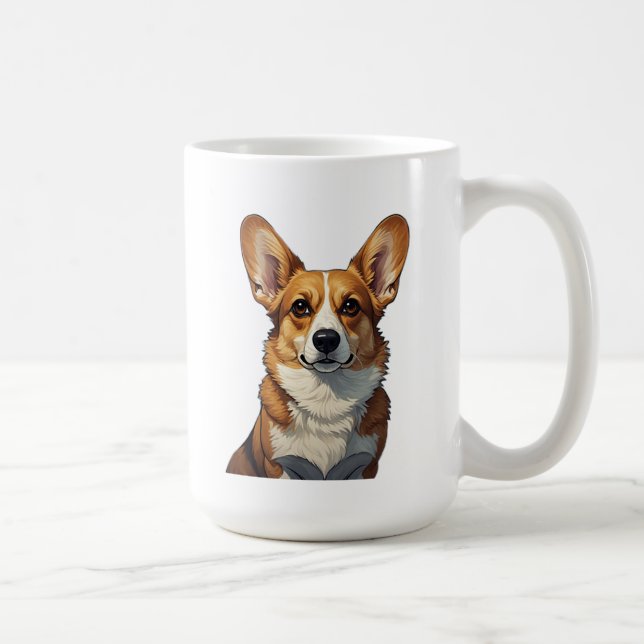 Caneca De Café Retrato Amigável de Corgi (Direita)