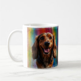 Caneca De Café Retrato Artístico Adorável Dachshund