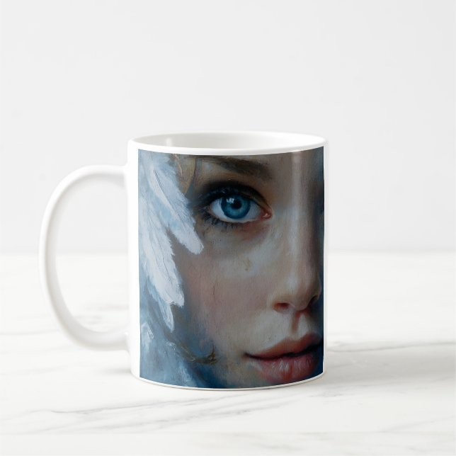 Caneca De Café Retrato Artístico de Olho Azul (Esquerda)