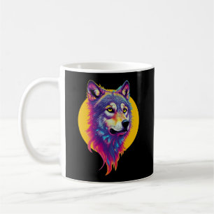 Caneca De Café Retrato Colorido do Lobo