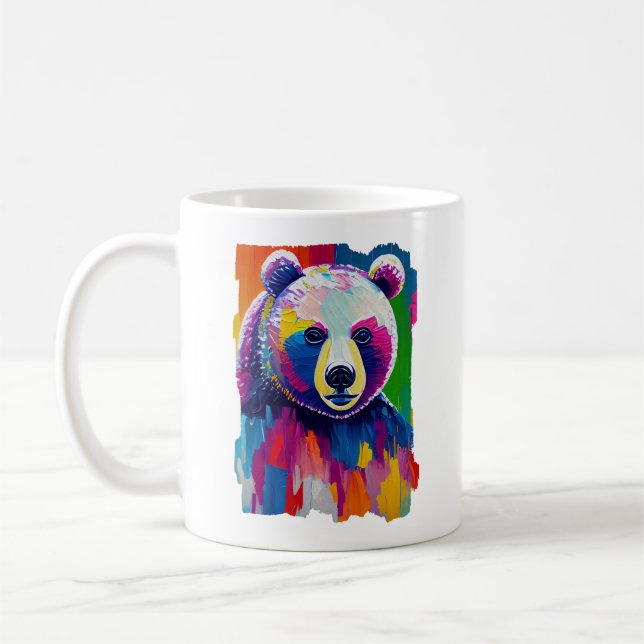 Caneca De Café Retrato Colorido do Urso (Esquerda)