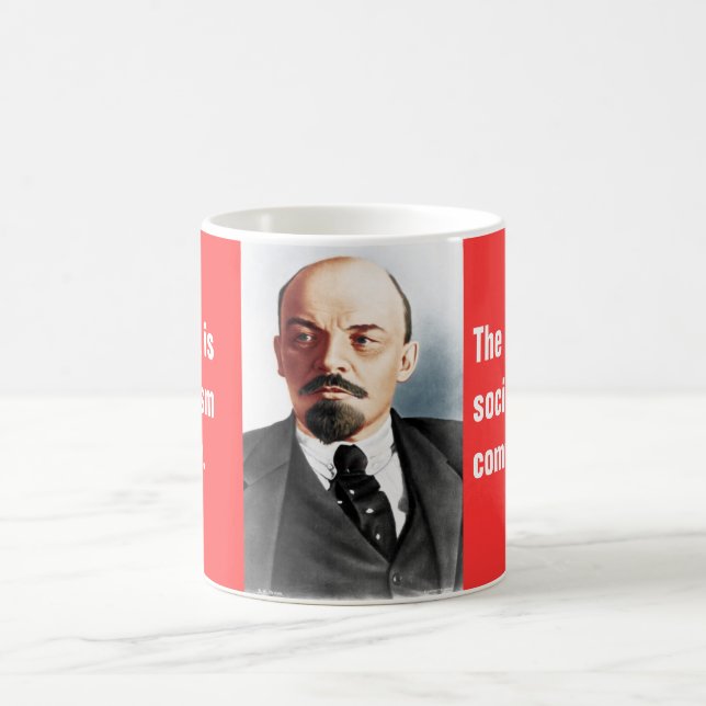 Caneca De Café Retrato da cor de Lenin (Centro)