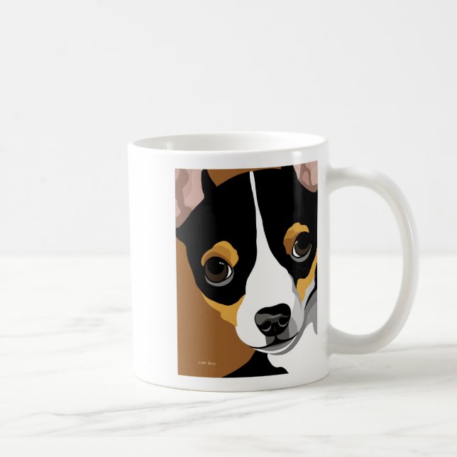Caneca De Café Retrato da ilustração do cão (Direita)