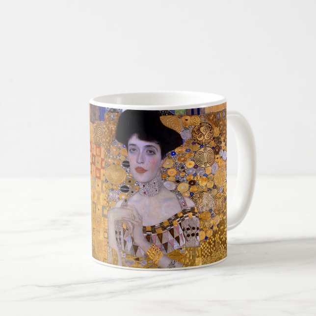 Caneca De Café Retrato da pintura feminina de Gustav Klimt (Frente Esquerda)