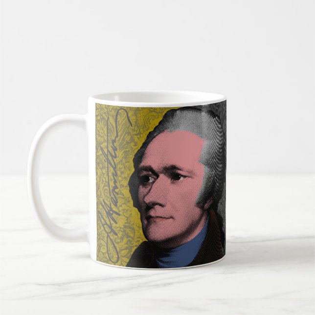 Caneca De Café Retrato de Alexander Hamilton em Arte Pop (Esquerda)