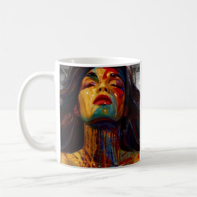 Caneca De Café Retrato de alimentação abstrato (Esquerda)