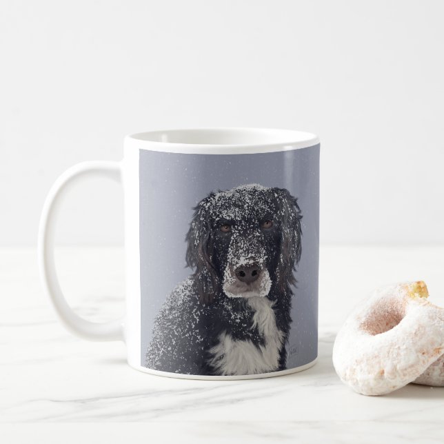 Caneca De Café retrato de animal de estimação mestiço de spaniel (Com Donut)