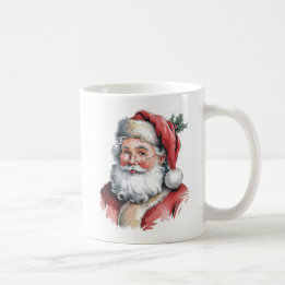 Caneca De Café Retrato de aquarela de Papai Noel