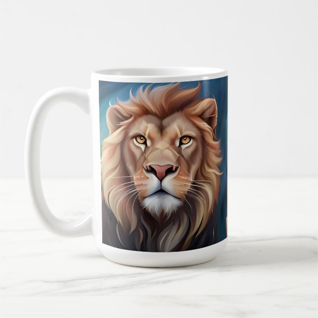 Caneca De Café Retrato de Arte Digital de Leão-56556 (Esquerda)