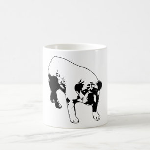 Caneca De Café Retrato de Bulldog Mal-humorado Arte de Linha Pret