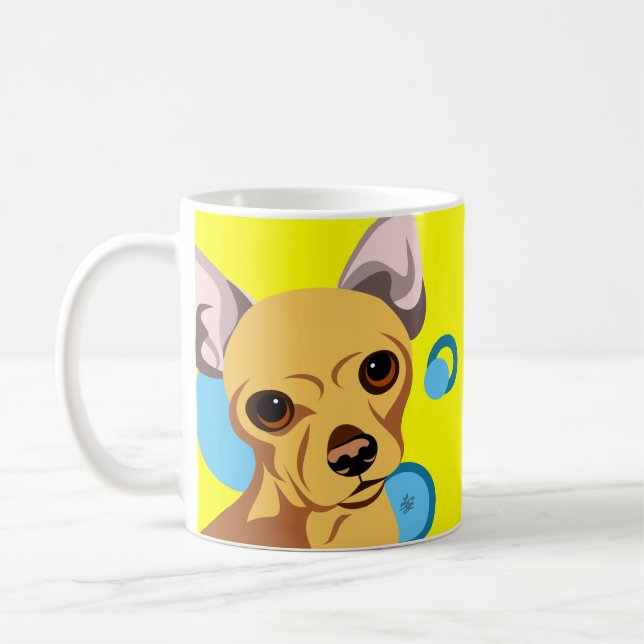 Caneca De Café Retrato de Cachorro Chihuahua (Esquerda)
