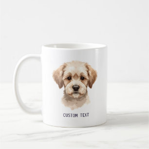 Caneca De Café Retrato de cachorro fofo personalizado com texto